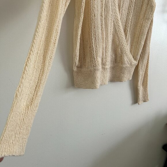 ASTR The Label Open-Knit Cream Lightweight Faux Wrap Sweater - Large - Picture 5 of 9
